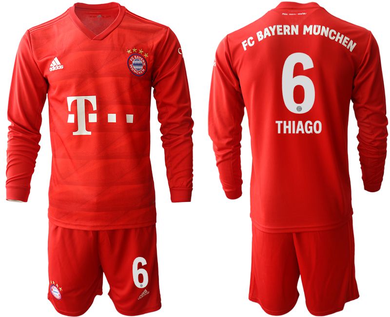 Men 2019-2020 club Bayern Munich home long sleeves #6 red Soccer Jerseys
